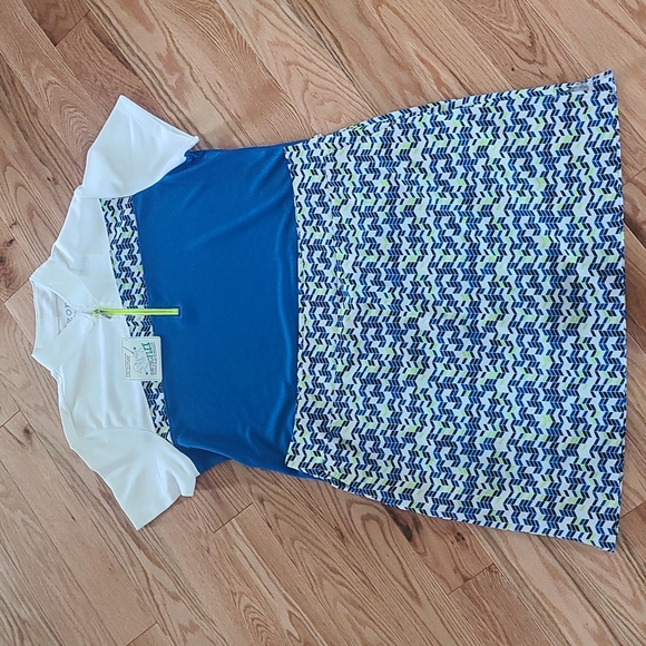 NWT IZOD Golf Skort. Size 14. Pockets  Blues/White/Lime Side Zip. UPF-15 - Picture 10 of 10